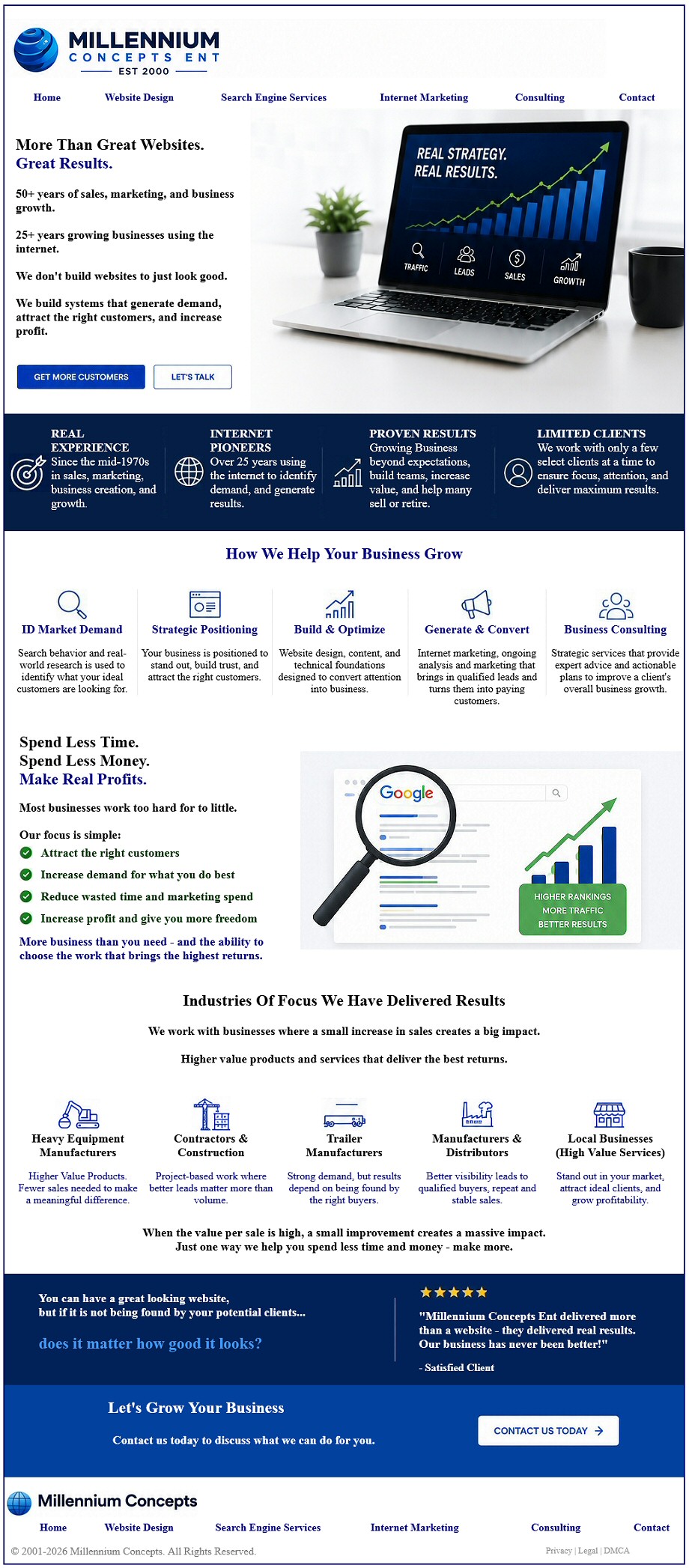 Millennium Concepts Ent - Website Design - Search Engine Services - Internet Marketing - Consulting - More Than Great Websites. Great Results.